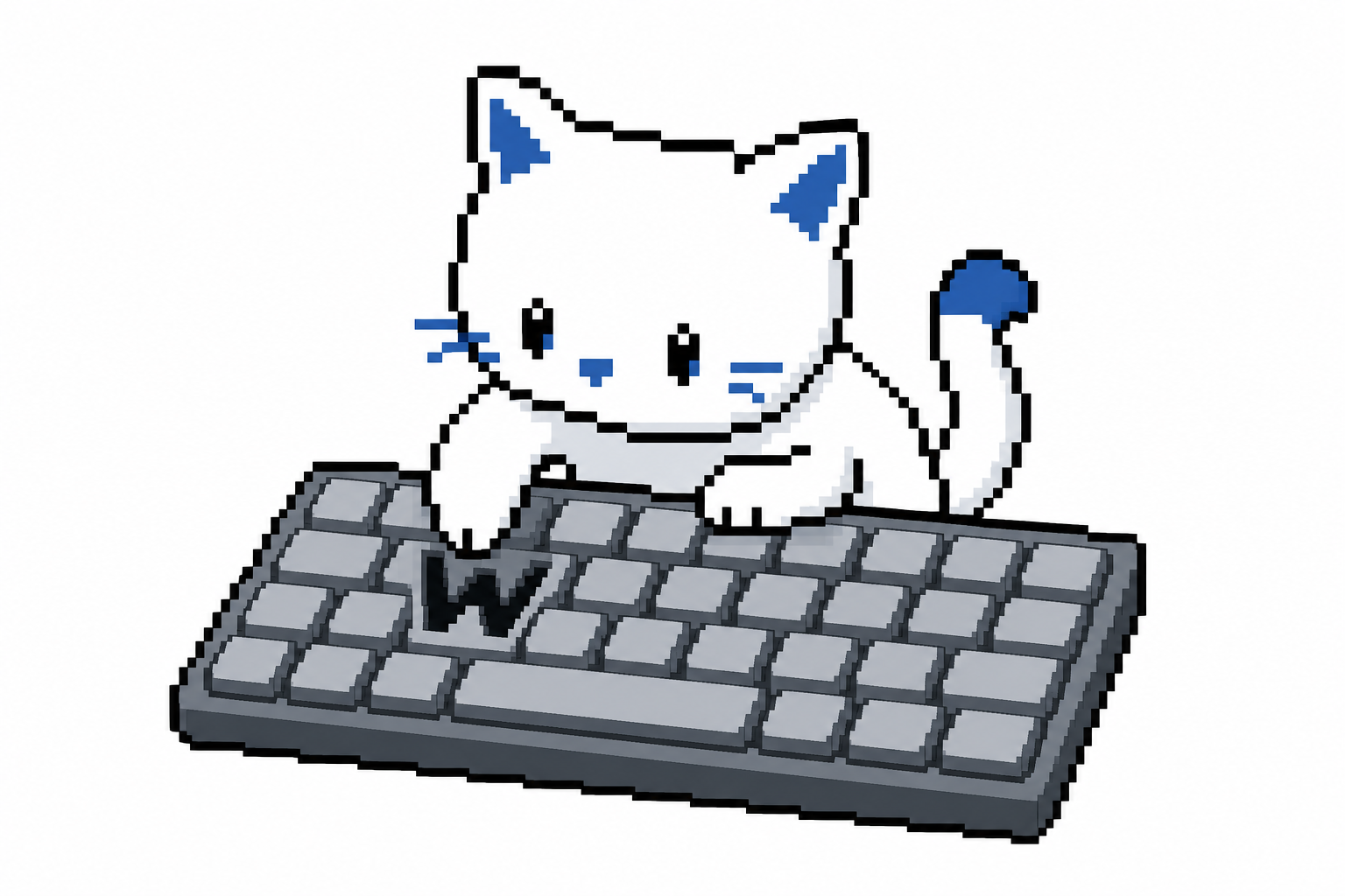 Pixel art BongoCat tapping a keyboard beside Windows, macOS, and Linux package boxes with a Wayland warning symbol