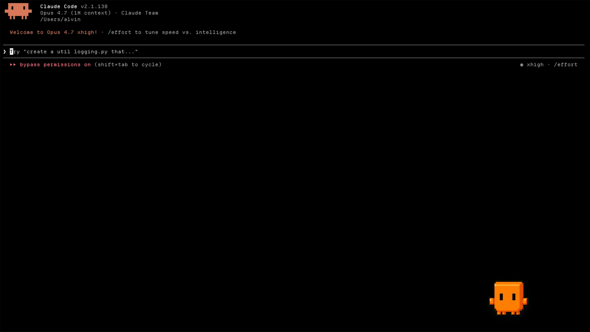 Claude Code CLI terminal session on a desktop with an OpenPets pixel companion reacting below